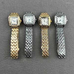 Wristwatches Latest -Selling Product Women's Fashion Watch Student Quartz Square Diamond-Embedded Female Online Steel Strap