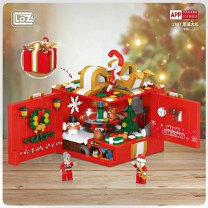 Vehicle Toys LOZ Christmas Gift Box Navida Mini Blocks New Year Assembled Building Block Toy Christmas Puzzle Assembly Model Decoration 1937L231114