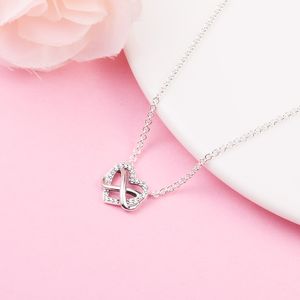 925 Sterling Silver Infinity Heart Collier Pendant Necklace Fits European Pandora Style Jewelry Necklace
