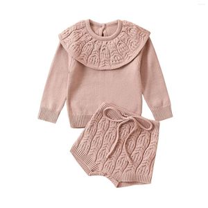 Ensembles de vêtements d'automne pour bébés filles, tenue pull à manches longues et short tricoté, ensemble de vêtements d'automne