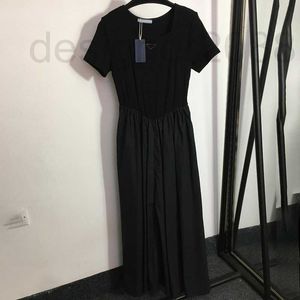 Casual Dresses Designer Women Black Causal Long Ladies Cotton Personality Slim Patchwork Summer QIBW