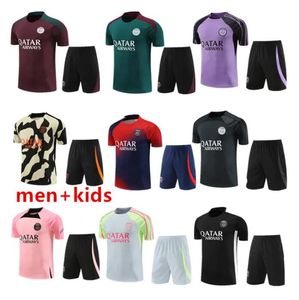 23 24 MBAPPE PARIS Trainingsanzug 2023 2024 PARIS Sportswear-Trainingsanzug Kurzarmanzug Fußballtrikot-Kit Uniform Chandal Erwachsenen-Sweatshirt Pullover-Sets Männer Kinder