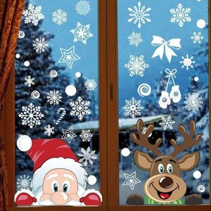 Wall Stickers Removable Christmas PVC Static Sticker Santa Elk Window Stickers Beautify Snowflake Wall Decals Year Party Glass Paste 231113