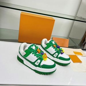 Tränare sneakers designer platt sneaker virgil casual skor denim canvas läder abloh vit grön brev överlägg sashion plattform män kvinnor låga diy skor 35-46