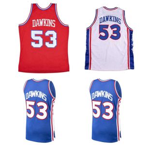 SL 1976-77 Darryl Dawkins 76erssバスケットボールジャージーフィラデルフィアスミッチとネス先祖返りジャージーブルーレッドホワイトサイズS-xxxl