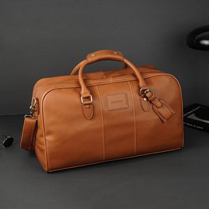 Mens shoulder bags 2 colors this year's popular solid color retro handbag large-capacity padded leather leisure travel bag outdoor sports fitness men backpack 3693#