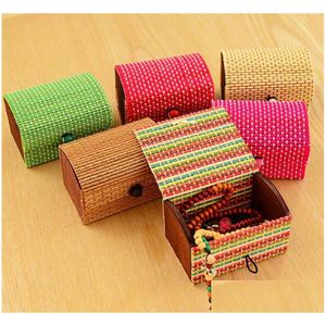 Jewelry Boxes Bamboo Wooden Storage High Capacity Case Cute Box Organizer For Necklave Ring Earring Drop Delivery Packaging D Dhgarden Dhsjn