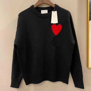 Moda AMIS WaTer Paris Mens Women Designer Kolejki Koszule High Street Drukowane wzór serca okrągły szyjka Kobiety Kobiety Am I Sweter Amis 153