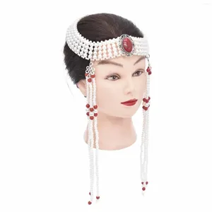 Grampos de cabelo branco vermelho acrílico contas longas correntes chapéu headwear tibetano étnico noiva acessórios de casamento áfrica zulu jóias tribais