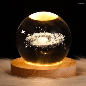 Nachtlichter Galaxy Crystal Ball Moon Glowing Planetary USB Power Warm Nachttischlicht Weihnachten Kind Geschenk Lampe Schlafzimmer Dekor