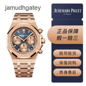 Ap Swiss Relógio de luxo Epic Royal Oak Series 26239ou Rose Gold Frost Gold Blue Plate masculino moda lazer negócios esportes relógio de pulso mecânico transparente