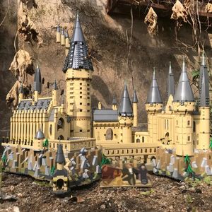 Blocos série de filmes castelo edifício compatível 71043 16060 escola mágica clássico tijolos modelo montagem led luz brinquedos para meninos 231114