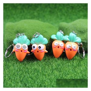 Keychains Lanyards Carrot Keychain Radish Doll Pendant Cute Simation Vegetable Key Ring Cartoon Accessories Creative Kids Dhgarden Dhr4G