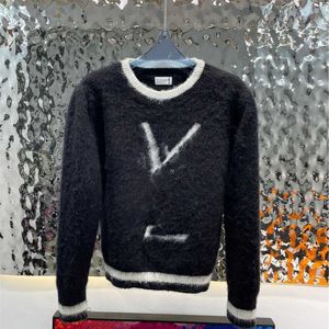 ファッションブランドデザイナーセーター2023秋と冬の刺繍クルーネックビスコースニットウール普通の長袖プルオーバーラグジュアリークラシックトップ