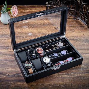 Jewelry Pouches Watch Box Display Cabinet Glasses Storage Bag Sunglasses Glass Top The Gifts For Men And Women