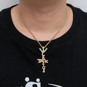 Hip Hop Shiny Cuban Chain Necklace Ice Chain Punk Cross Pendant Full Of Diamond Zircon Dance Jewelry Gifts for Men and Women