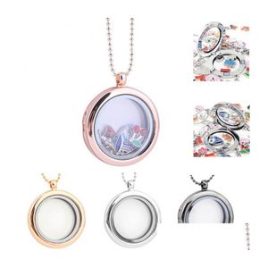 Pendant Necklaces 30Mm Floating Locket Women Put Po Charm Necklace Jewelry Open Round Glass Frame Drop Delivery Pendants Dhgarden Dheyt