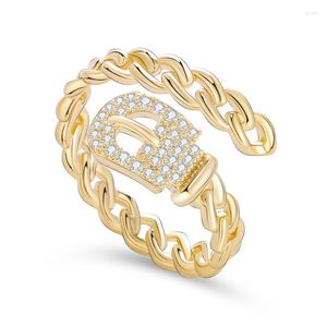 Cluster Rings Trendy CZ Buckle Design Gold Silver Color For Woman 2023 Sexy Lady Finger Ring Accessories Korean Fashion Jewelry