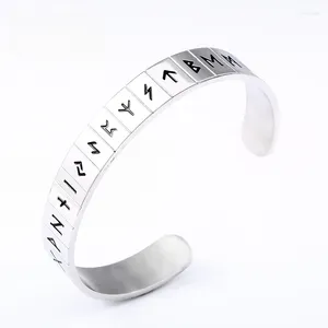 Bangle European och American Vintage Fashion Men's Personalized Rostless Steel Viking Rune Open Armband