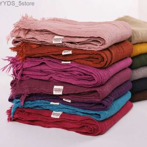 Scarves 2021 Fashion Designer Linen Cotton Scarf Women Solid Color Muslim Hijab Scarves Shls Plain Big Pashmina Wrap Head Hair Scarf YQ231114