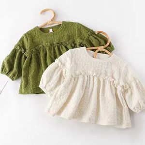 Tシャツvidmid baby kids girls girls shart autunt autumn topsファッショナブルな子供のプリンセスアンダーコートコットン長袖TシャツP6465 230414