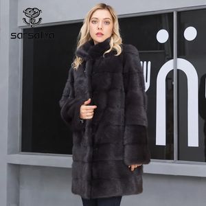 Mulheres de pele falsa casacos de vison casaco real feminino jaquetas genuínas longas senhoras roupas de inverno oversize 6xl 5xl 7xl natural 231114