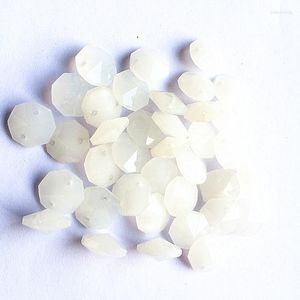 Lustre cristal 100pcs 14mm jade de octógono branco contas 2 orifícios para peças acessórios de cortina diy decoração de casa decoração