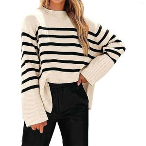 Women's Sweaters Sweater Loose Striped Pullover Oversized With Flared Sleeves Chic French Style Tops For Women Autumn Winter