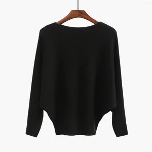 Maglioni da donna Autunno e inverno Fasion Pullover con spalle scoperte Manica lunga Tunica maglione lavorato a maglia tinta unita