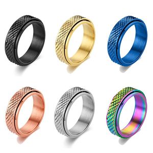 Titanium Steel Cool Punk Spinner Male Rotatable Par Ring Mens Angst Fidget Rings Creative