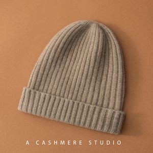 BeanieSkull Caps Winter 100 Cashmere Knitted Headgear Keep Warm Beanie Hat High Quality Solid Casual Hedging Cap Skullies 230414
