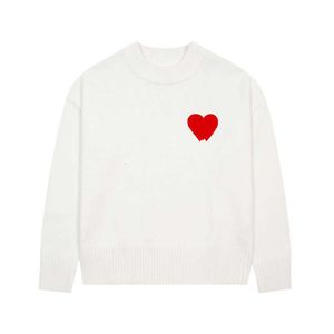 SWEATER AMIS PARIS MĘŻCZYZNIE Kobiety Designerskie Koszule Koszule High Street Drukowane wzór serca Knitwear okrągły Mężczyźni Kobiety Am I Jumper AMIS 422