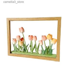 Luzes noturnas porta-retratos tulipa diy luz noturna lâmpada de cabeceira ornamentos luz tulipa para decoração de quarto lâmpada de mesa presentes de aniversário durável q231114