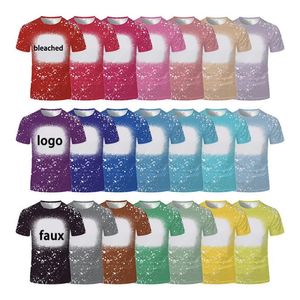 Multi Designs S-5XL Sublimation Bleached T Shirts For DIY Printing Party Supplies Short Sleeve Unisex Adults Kids Heat Transfer Shirts Tees Tops B1114