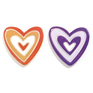 Naszyjniki wiszące słodkie akrylowe wisiorki serce wielokolorowe Stripe Uroki DIY Making Naszyjnik