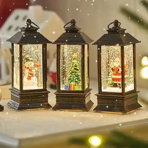 Dekoracje świąteczne Świąteczne latarnia Lamp Santa LED LED RETRO Candlestick Lampa wiatrowa Navidad Xmas Tree Decor