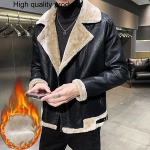 Jaquetas masculinas 2024 inverno homens jaqueta de couro vintage motocicleta pele forrada lapela casaco de camurça quente s3xl 231113