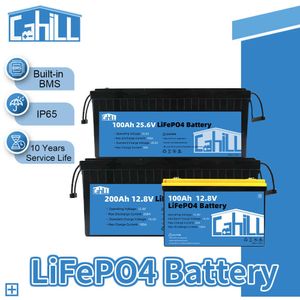12V 24V 100AH ​​200AH LIFEPO4 Batteripackning A Litiumjärnfosfatbatteri Inbyggt BMS för RV VANS CAMPER EV House Storage