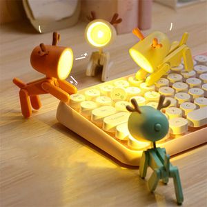 Desk Lamps Kawaii Mini Led Desk Lamp Cute Book Night Light for Bedroom Study Office Reading Eye Protection Small Table Lamp with Battery P230412