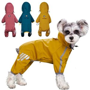 Cão vestuário capa de chuva reflexiva impermeável roupas para animais de estimação para chihuahua maltese casaco de chuva pequeno médio cães macacão macacão 231113