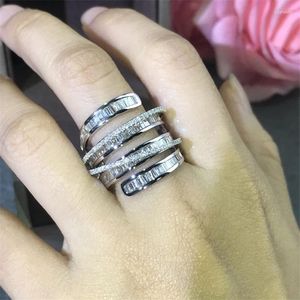 Cluster Rings Luxury Baguette Lab Diamond Promise Ring 925 Sterling Silver Engagement Wedding Band For Women Men Fine Party Jewelry Gift