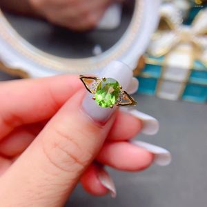 Cluster Rings Engagement Ring Sterling Silver 925 Natural Peridot Luxury Gemstone Jewelry Wedding Gift Boutique
