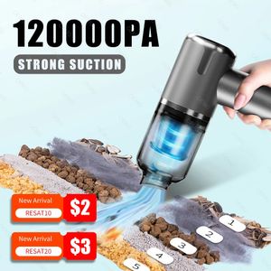 Sweepers Accessories 120000PA Mini Car Vacuum Cleaner Portable Wireless Hand held for Home Appliance Powerful Cleaning Machine y231113