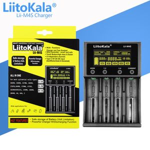 LiitoKala Lii-M4S 18650 Battery Charger For 18350 21700 26650 16340 RCR123 14500 3.7V 1.2V Ni-MH Ni-Cd LCD Display USB Smart Charger 4 Slots