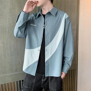 Men's Casual Shirts Autumn Winter Long Sleeve Shirt Men's Patchwork Korean Fashion Tops Brands Military