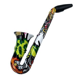 Latest Colorful Wig Wag Metal Alloy Hand Pipes Portable Horn Style Tube Dry Herb Tobacco Filter Silver Screen Bowl Handpipes Smoking Cigarette Holder