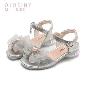 Sandalen Sommer Mädchen Sandalen Mode Pailletten Schleife Mädchen Prinzessin Schuhe Baby Mädchen Schuhe Sandalen mit flachem Absatz 230413