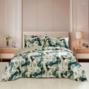 Bedding Sets Set 4pcs Mulberry Silk Seam Duvet Cover Flat Sheet Zipper Pillowcase Printed Colors