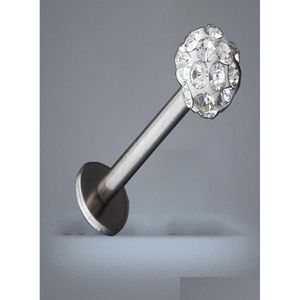 Labret läpp piercing smycken falska ringar l25 20st vit cz pärla kristall stud shamballa labret ring kropp smycken4751410 droppleverans dh96w