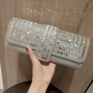 Evening Bags Silver Clutch Purse and Handbag with Rhinestone Women's Party Evening Bag Luxury Wedding Clutch Female Shoulder Bag 230414